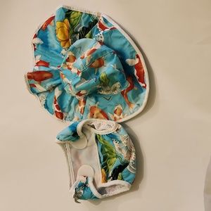 Bummi's swim diaper and sun cap set coi  pattern size medium 9-12 months